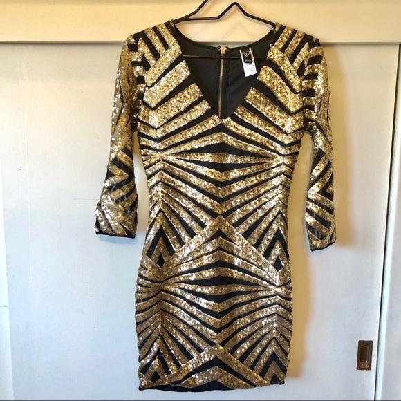 Windsor Dresses | Windsor Gold and Black Sequin Mini Dress | Color: Black/Gold | Size: M | Jennalynn132'S Closet